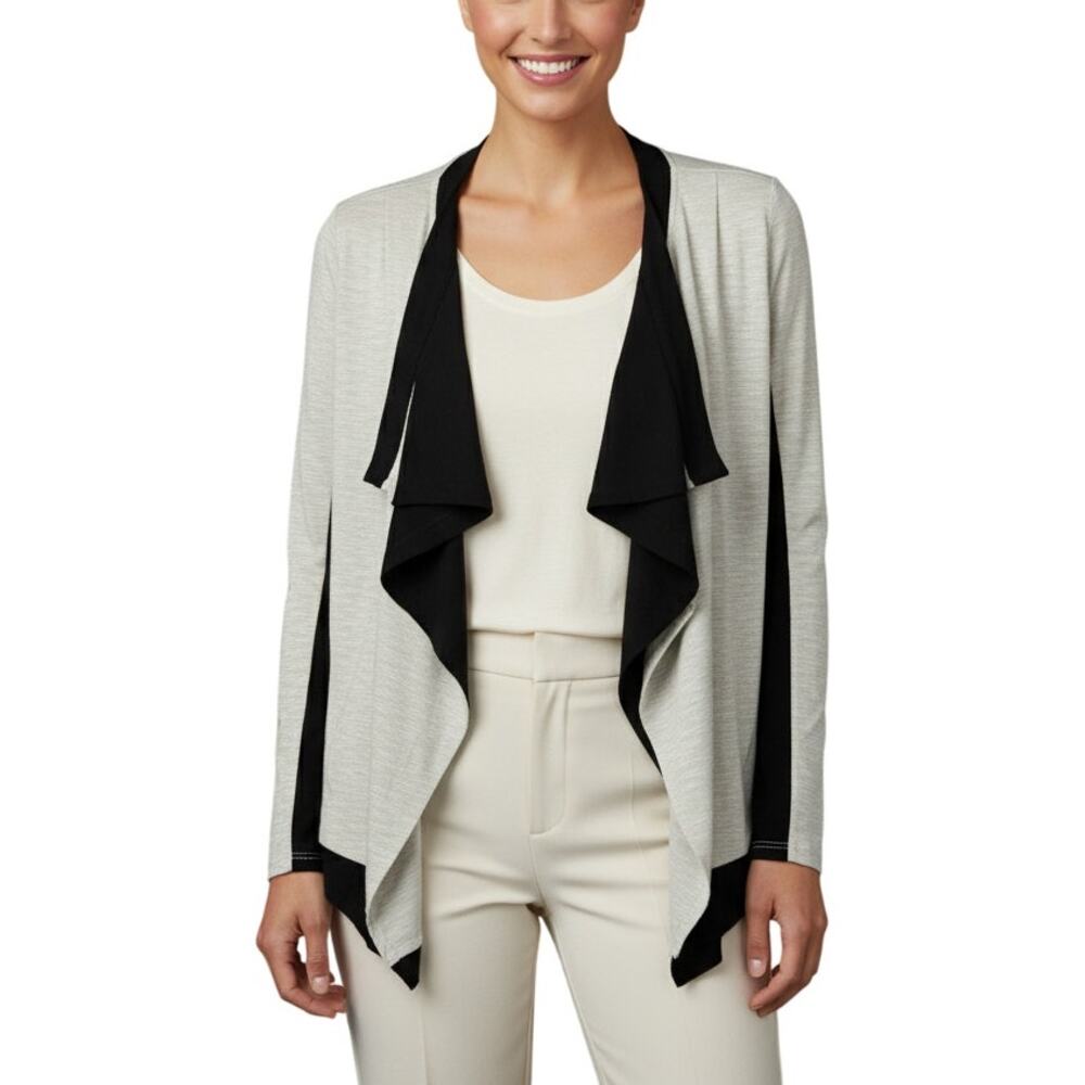 Laila Jayde Double Layered Waterfall Cardigan Black White NWT Size Small